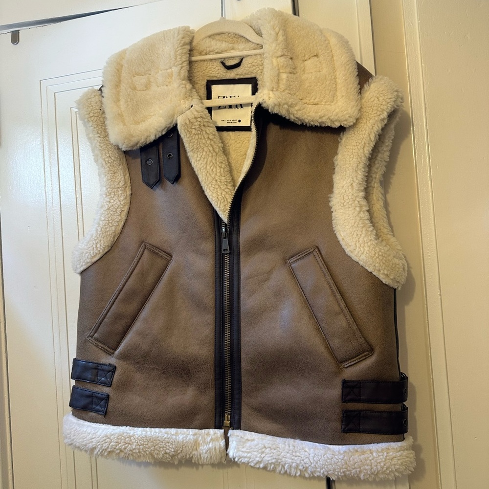 Zara Faux Sherling Vest Size Small New Without Tags